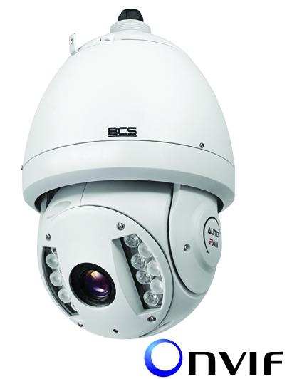 BCS-SDIP3220 CMOS Megapixelowa szybkoobrotowa kamera IP, obsługa standardu Onvif 1.02 Przetwornik 1/3 2Megapikselowa progressive scan Exmor CMOS Zoom optyczny 20x oraz zoom cyfrowy 12x, Kompresja H.