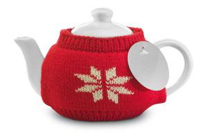 4) CX1358: Ceramiczny dzbanek do herbaty w ubranku z jerseyu, skandynawskiwzór. Dołączony filtr do herbaty ze stali nierdzewnej. Indywidualne białe pudełko.