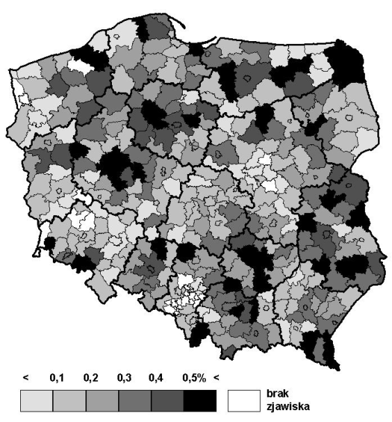 Zróżnicowanie przestrzenne absorpcji funduszy Unii Europejskiej w rolnictwie polskim 77 Rys. 1.