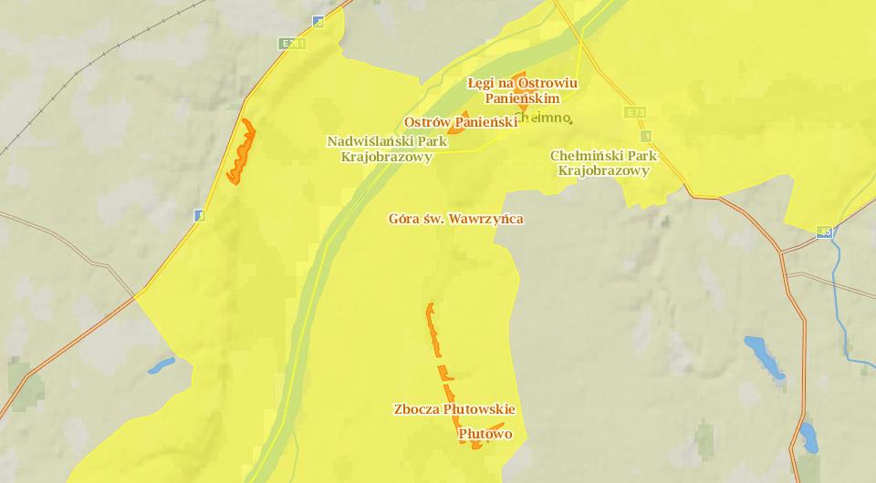 Rysunek 3. Rezerwaty przyrody i parki krajobrazowe na terenie Powiatu Chełmińskiego Źródło: http://geoserwis.gdos.gov.