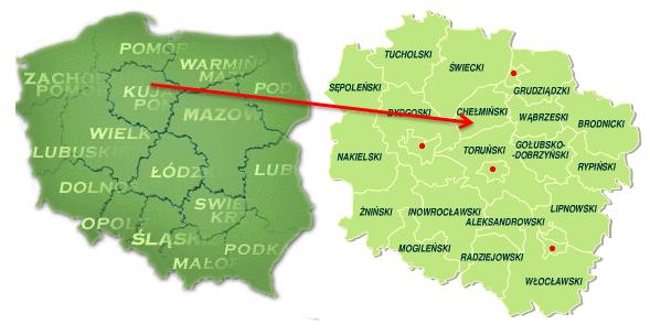 Rysunek 1. Powiat Chełmiński na tle kraju i województwa kujawsko-pomorskiego Źródło: www.zpp.