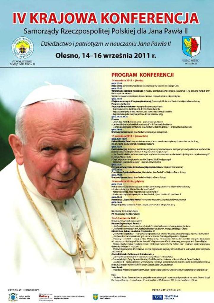 Krajowa Konferencja "Samorządy dla Jana Pawła II" organizowana jest od czterech lat. Dotychczas jej gospodarzami były: Krośniewice, Gniezno i Kamieńsko.