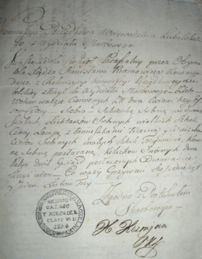 finansowych (może w związku z wydzierżawieniem folwarku czynności takiej dokonał m.in. w 1793 r.