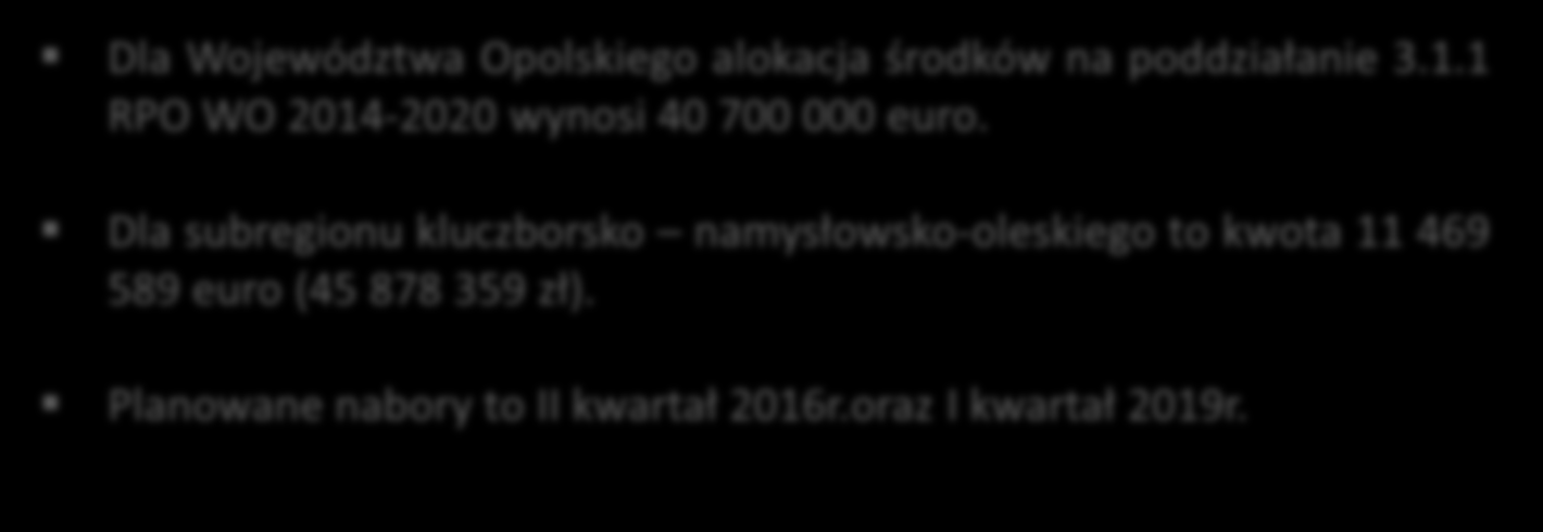 Pozyskiwanie środków zewnętrznych Dla Województwa Opolskiego alokacja środków