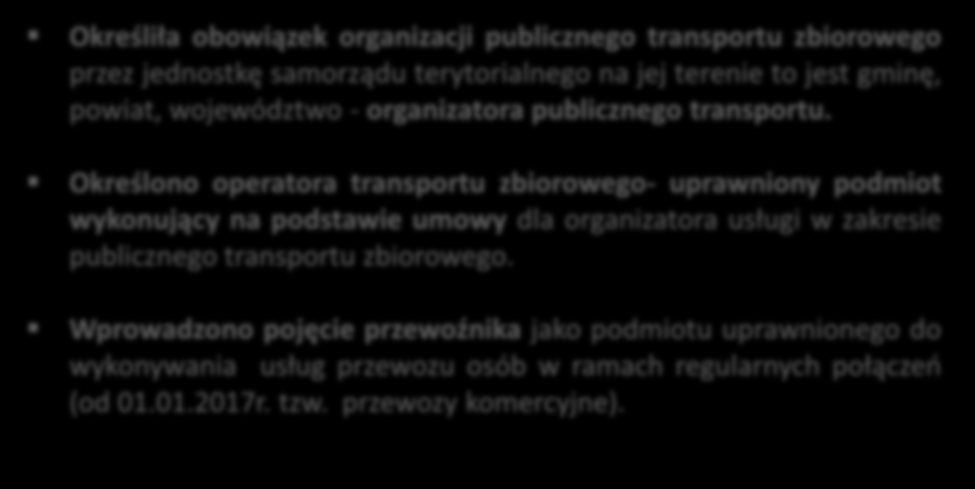 Regulacje prawne Co wprowadziła między innymi ustawa o publicznym transporcie zbiorowym?