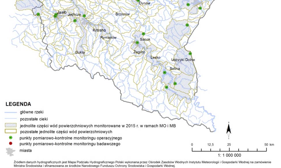 W 47 jednolitych częściach wód (w tym w zbiornikach zaporowych Solina i Rzeszów), w 47 reprezentatywnych punktach pomiarowo-kontrolnych, zrealizowany zostanie program monitoringu operacyjnego.