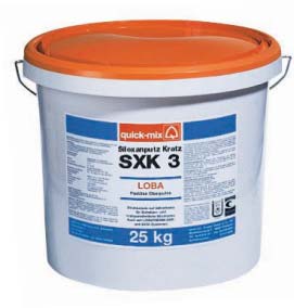 siloksanowe SXK Tynk siloksanowy baranek Tynk siloksanowy o strukturze baranka. Przeznaczony do wykonywania ociepleń quick-mix LOBATHERM. Mało podatny na zabrudzenia, hydrofobowy.