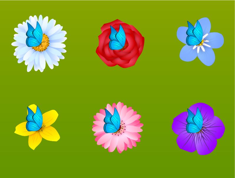 Gry w zestawie - ŁĄKA Opis: motyle siedzące na kwiatach odlatują, gdy się ich dotyka.