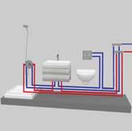 III. Ogólne informacje oraz wytyczne dla instalacji Rysunek. Przykłady rozwiązań instalacji centralnego ogrzewania oraz zimnej i ciepłej wody użytkowej.