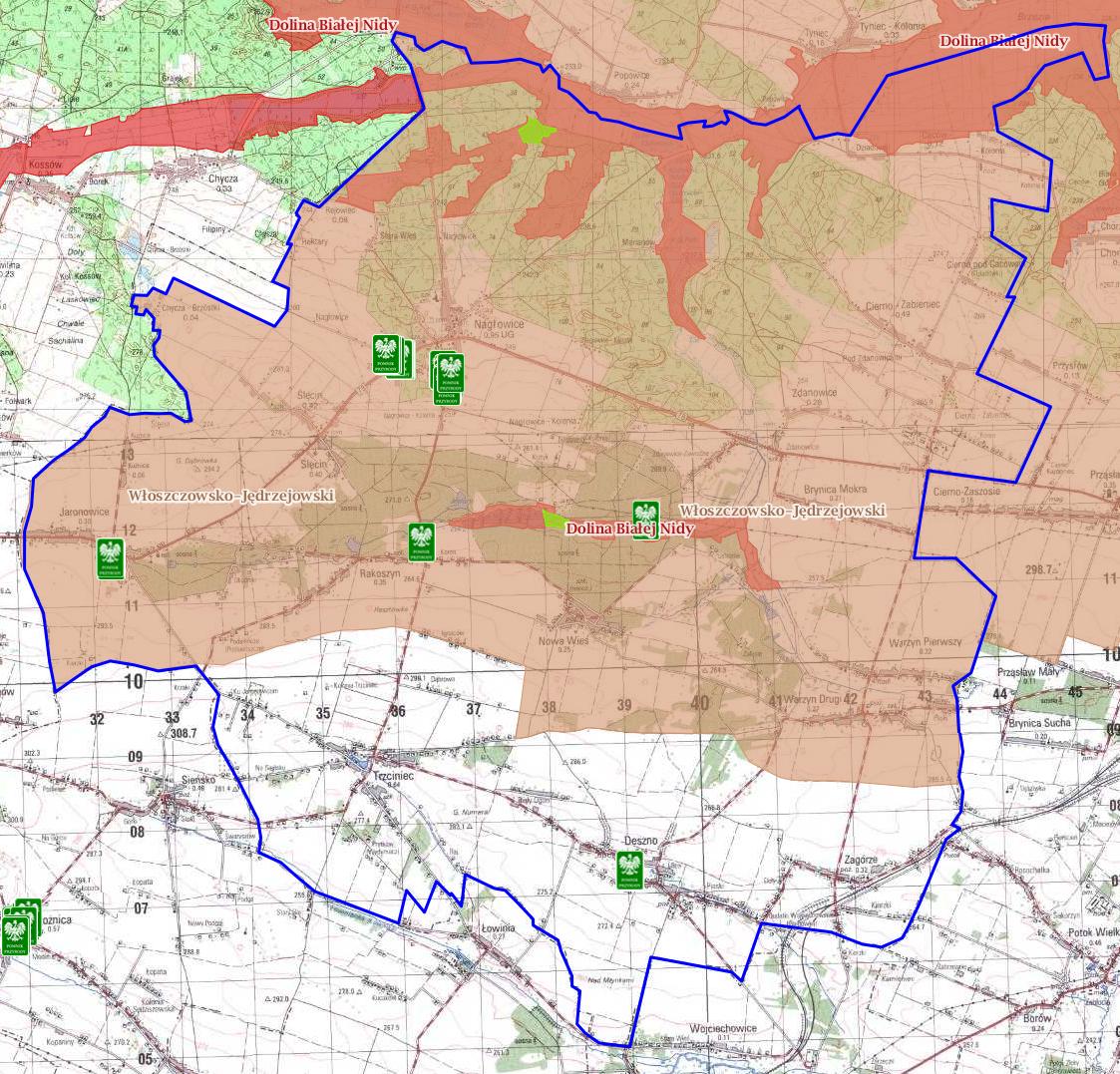 Mapa nr 3 Obszary chronione na terenie Gminy Nagłowice Źródło: http://geoserwis.gdos.gov.