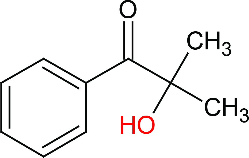 Wpływ ilości fotoinicjatora na właściwości i strukturę matrycy... Rysunek 5. 2-hydroksy-2-metylopropiofenon (Darocur 1173). Figure 5. 2-hydroxy-2-methylpropiophenone (Darocur 1173). Rysunek 4.
