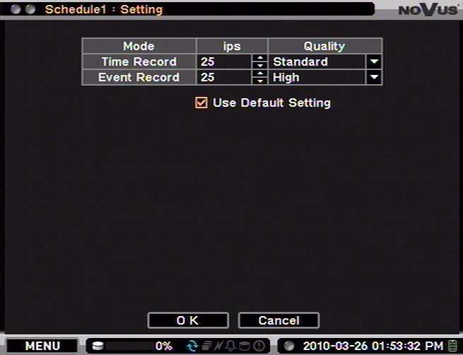 NDR-EA3104M User s manual - 1.0 version RECORDER S MENU Setting allows for defining recording modes: No Record, Time, Event, Time & Event.