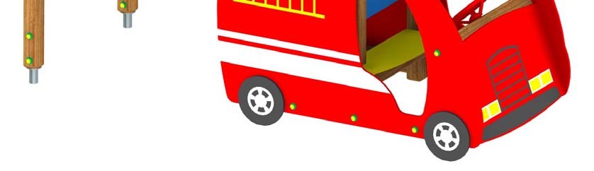 Charakterystyka materiałowo konstrukcyjna: słupy konstrukcyjne z drewna sosnowego klejonego trójwarstwowo, o przekroju 95x95mm, o krawędziach zaokrąglonych promieniem 15mm, impregnowanego