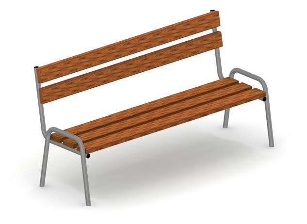 4.9 Ławka metalowo - drewniana z oparciem x 2szt. (patrz rys. 12) Wymiary zewnętrzne (dł. x szer. x wys.) : 1,77 x 0,63 x 0,87m Ławka metalowo - drewniana.