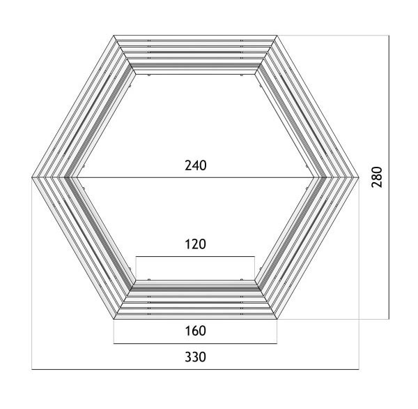 Ławka sześciokątna wokół pnia drzewa wymiary urządzenia: 3,30 x 2,80 m, wys.