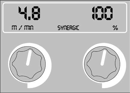 B. Synergiczny proces spawania (tylko dla LF 38) Opis: Podczas synergicznego procesu spawania, korzysta się z gotowych programów spawalniczych przygotowanych dla różnych gatunków i średnic drutu