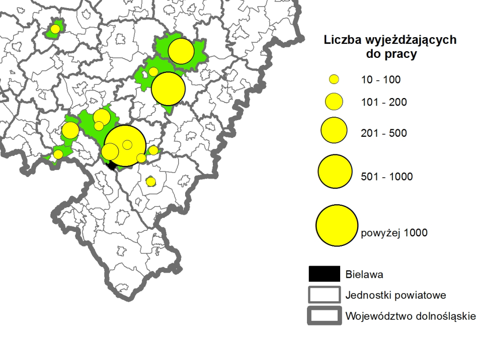 Strona24 MAPA 7. LICZBA OSÓB WYJEŻDŻAJĄCYCH Z DZIERŻONIOWA DO PRACY WG GMIN Źródło: opracowanie własne na podstawie danych GUS MAPA 8.