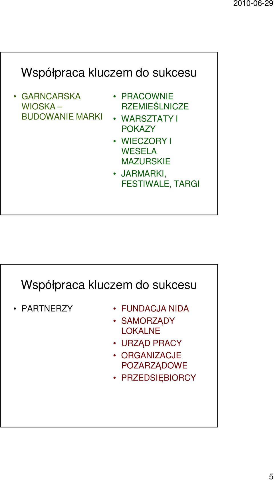 MAZURSKIE JARMARKI, FESTIWALE, TARGI PARTNERZY FUNDACJA