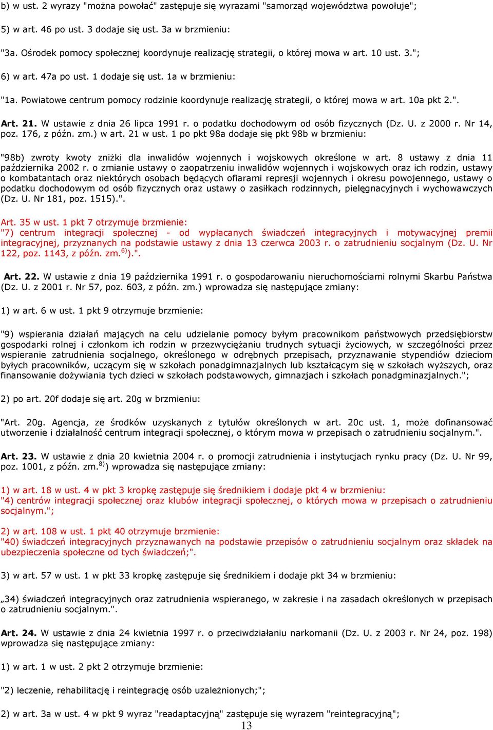 Powiatowe centrum pomocy rodzinie koordynuje realizację strategii, o której mowa w art. 10a pkt 2.". Art. 21. W ustawie z dnia 26 lipca 1991 r. o podatku dochodowym od osób fizycznych (Dz. U.