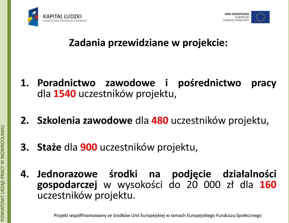 Szkolenia zawodowe dla 480 uczestników projektu, 3.