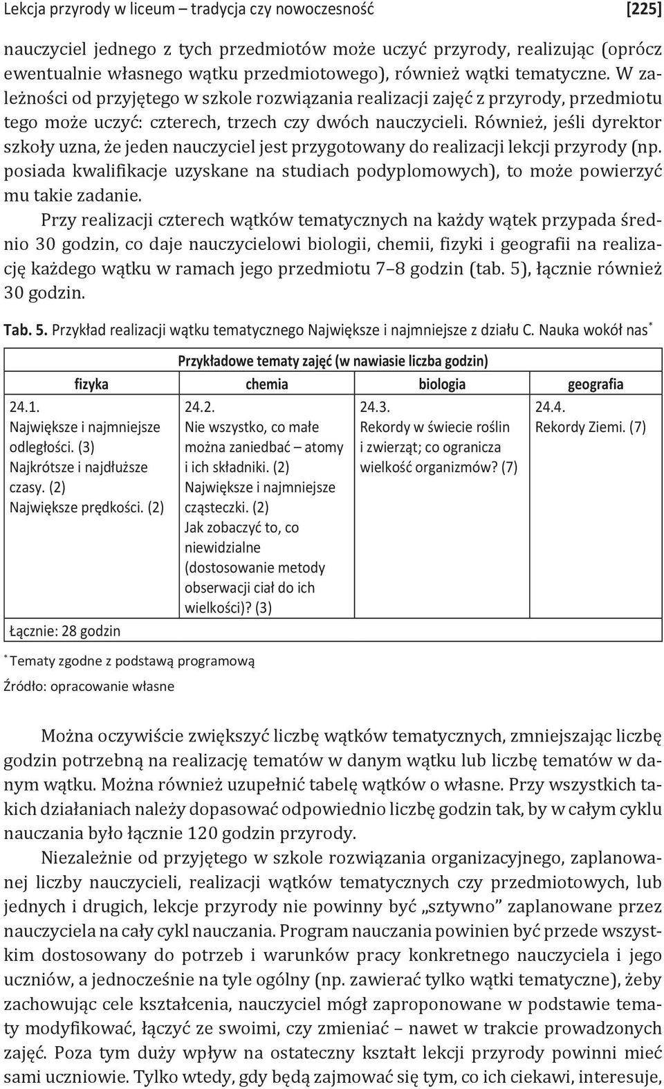 Również, jeśli dyrektor szkoły uzna, że jeden nauczyciel jest przygotowany do realizacji lekcji przyrody (np.