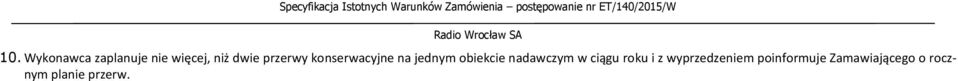 nadawczym w ciągu roku i z wyprzedzeniem