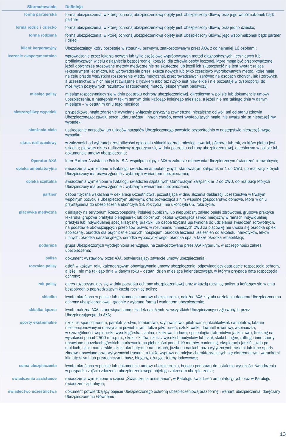 świadectwo uczestnictwa Definicja forma ubezpieczenia, w której ochroną ubezpieczeniową objęty jest Ubezpieczony Główny oraz jego współmałżonek bądź partner; forma ubezpieczenia, w której ochroną