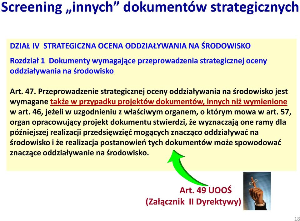 Przeprowadzenie strategicznej oceny oddziaływania na środowisko jest wymagane także w przypadku projektów dokumentów, innych niż wymienione w art.