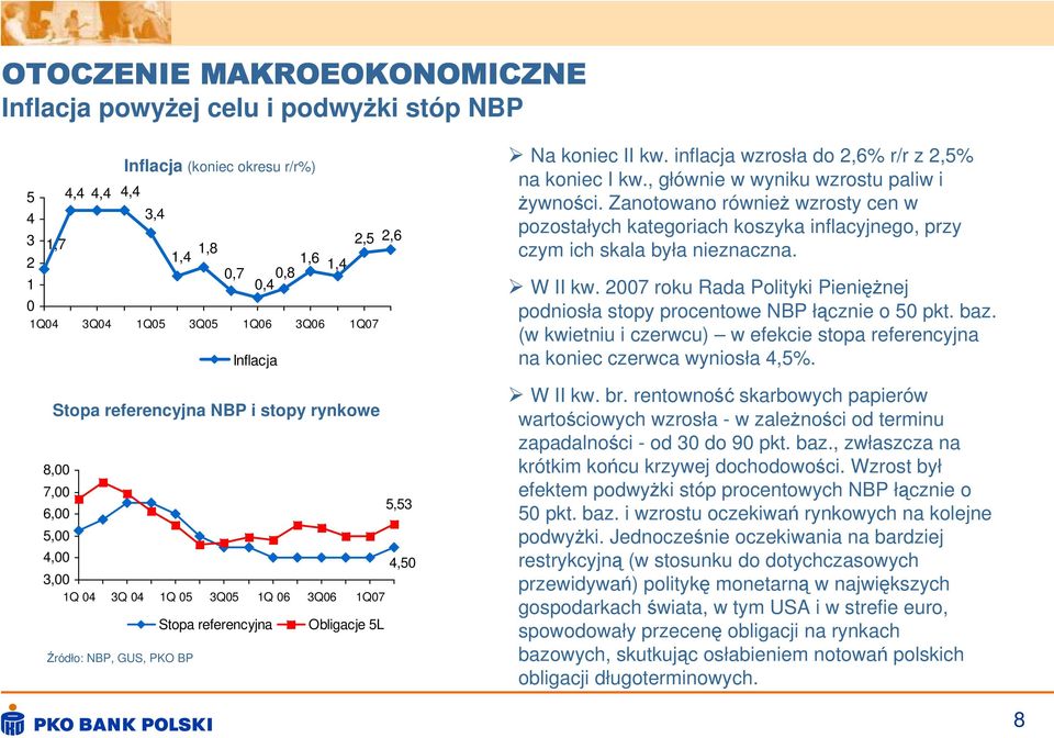 II kw. inflacja wzrosła do 2,6% r/r z 2,5% na koniec I kw., głównie w wyniku wzrostu paliw i żywności.