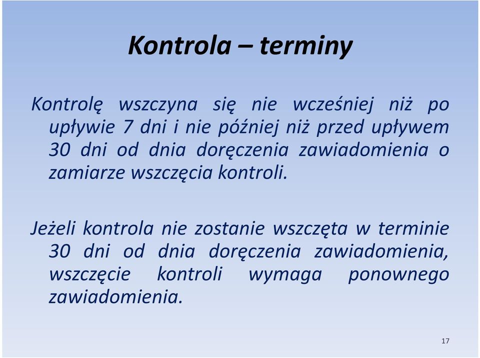 wszczęcia kontroli.