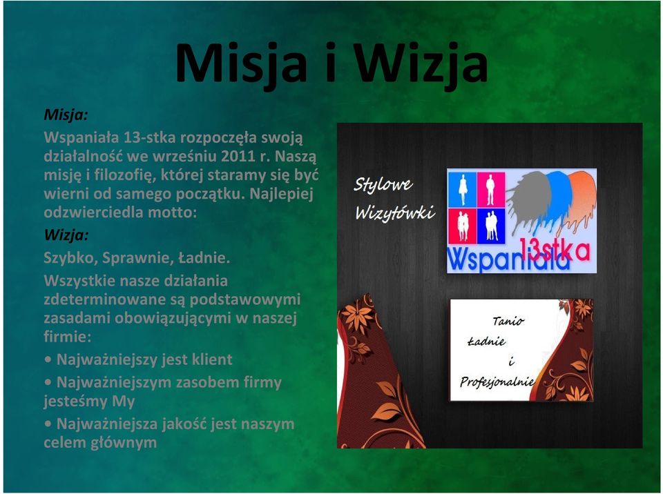 Najlepiej odzwierciedla motto: Wizja: Szybko, Sprawnie, Ładnie.