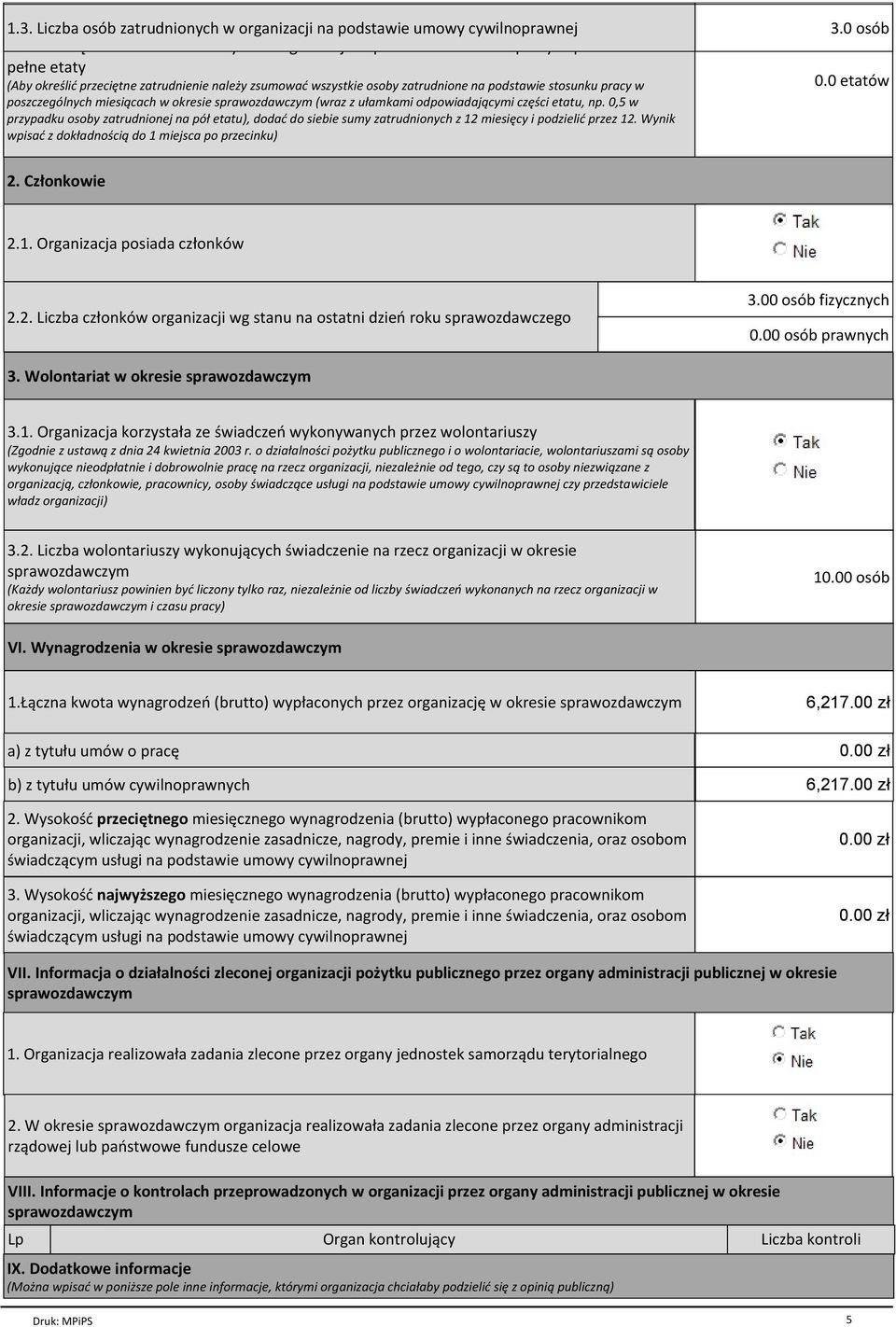 stosunku pracy w poszczególnych miesiącach w okresie (wraz z ułamkami odpowiadającymi części etatu, np.