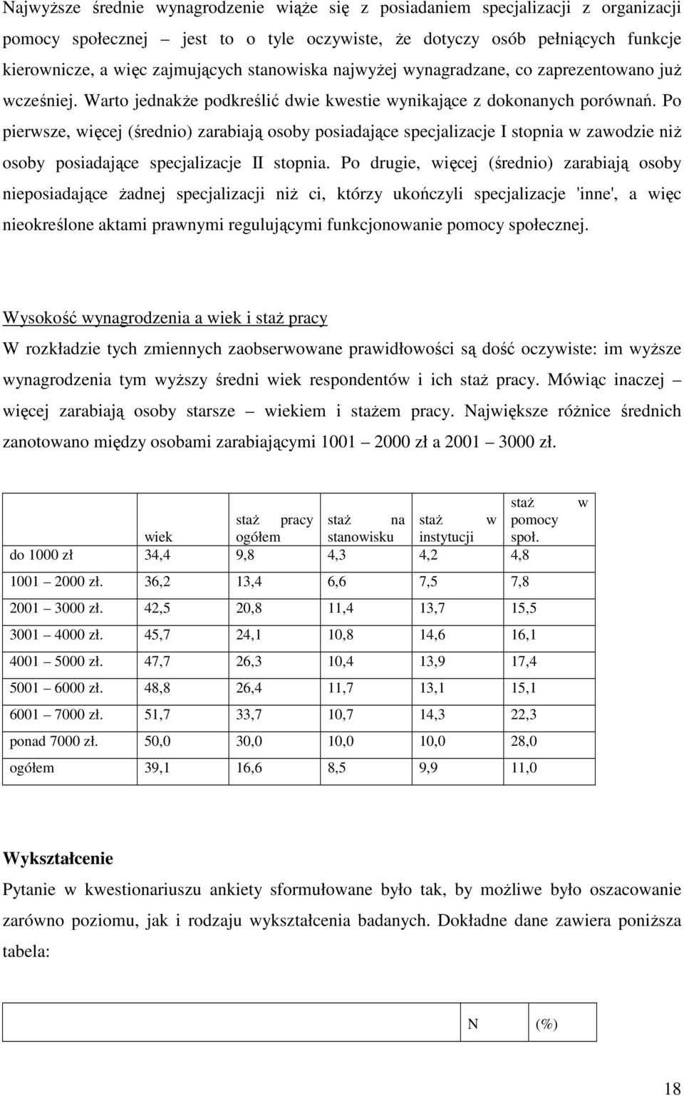 Po pierwsze, więcej (średnio) zarabiają osoby posiadające specjalizacje I stopnia w zawodzie niŝ osoby posiadające specjalizacje II stopnia.