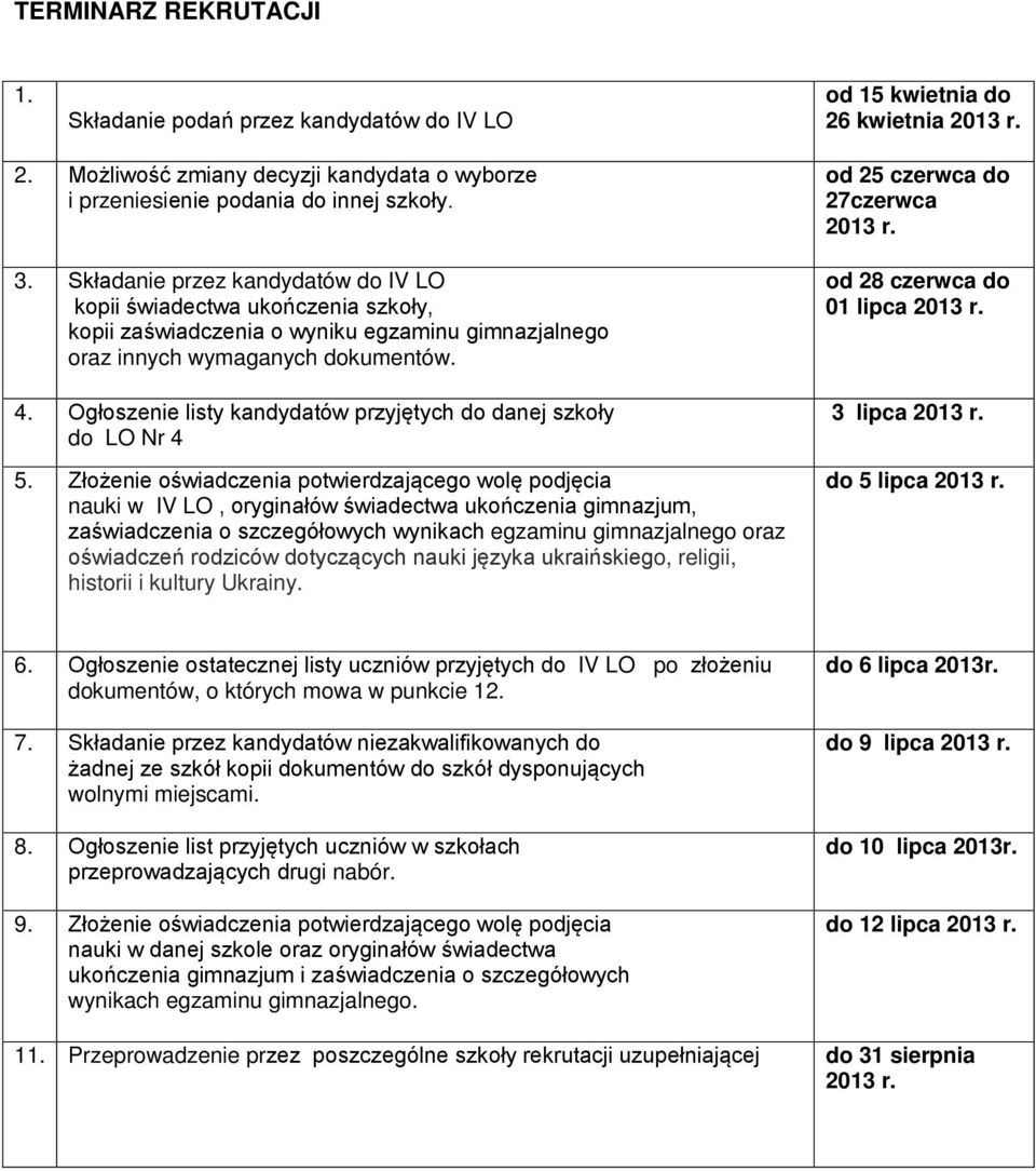 Ogłoszenie listy kandydatów przyjętych do danej szkoły do LO Nr 4 5.