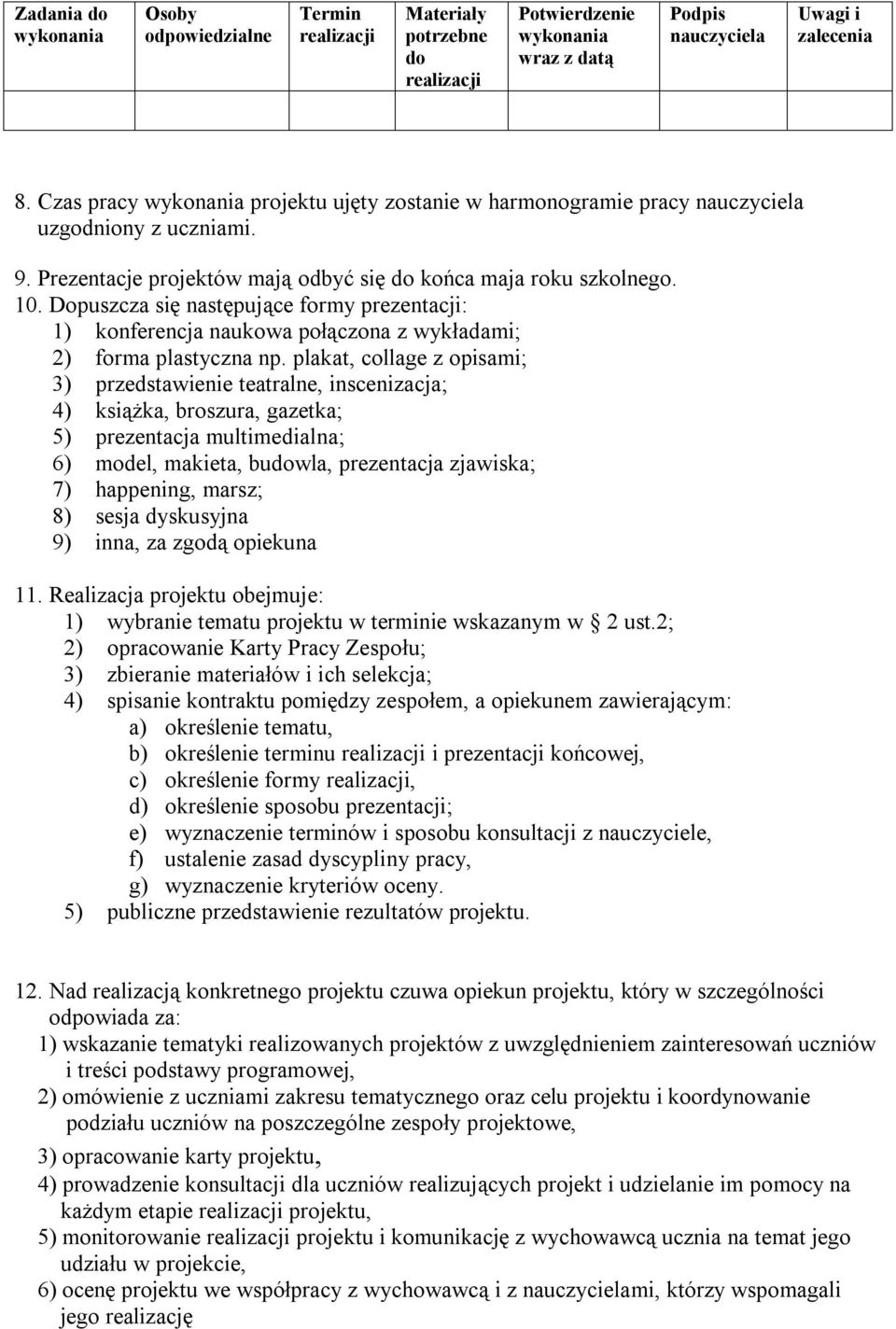 Dopuszcza się następujące formy prezentacji: 1) konferencja naukowa połączona z wykładami; 2) forma plastyczna np.