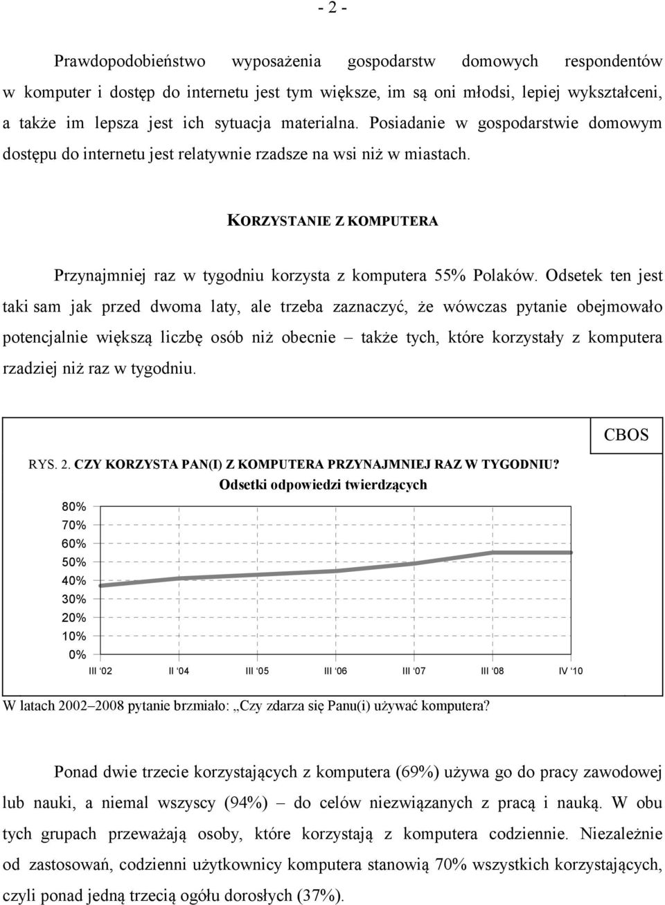 Odsetek ten jest taki sam jak przed dwoma laty, ale trzeba zaznaczyć, że wówczas pytanie obejmowało potencjalnie większą liczbę osób niż obecnie także tych, które korzystały z komputera rzadziej niż