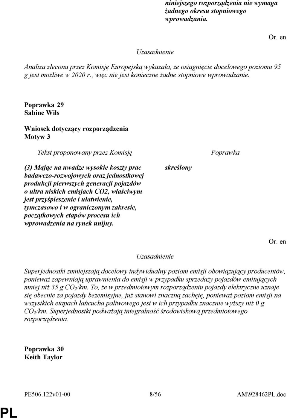 29 Sabine Wils Motyw 3 (3) Mając na uwadze wysokie koszty prac badawczo-rozwojowych oraz jednostkowej produkcji pierwszych generacji pojazdów o ultra niskich emisjach CO2, właściwym jest