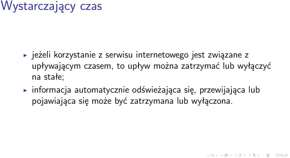 lub wyłączyć na stałe; informacja automatycznie odświeżająca