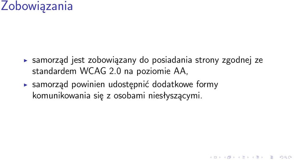 0 na poziomie AA, samorząd powinien udostępnić