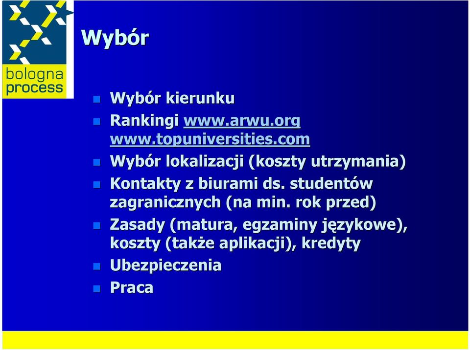 studentów zagranicznych (na min.