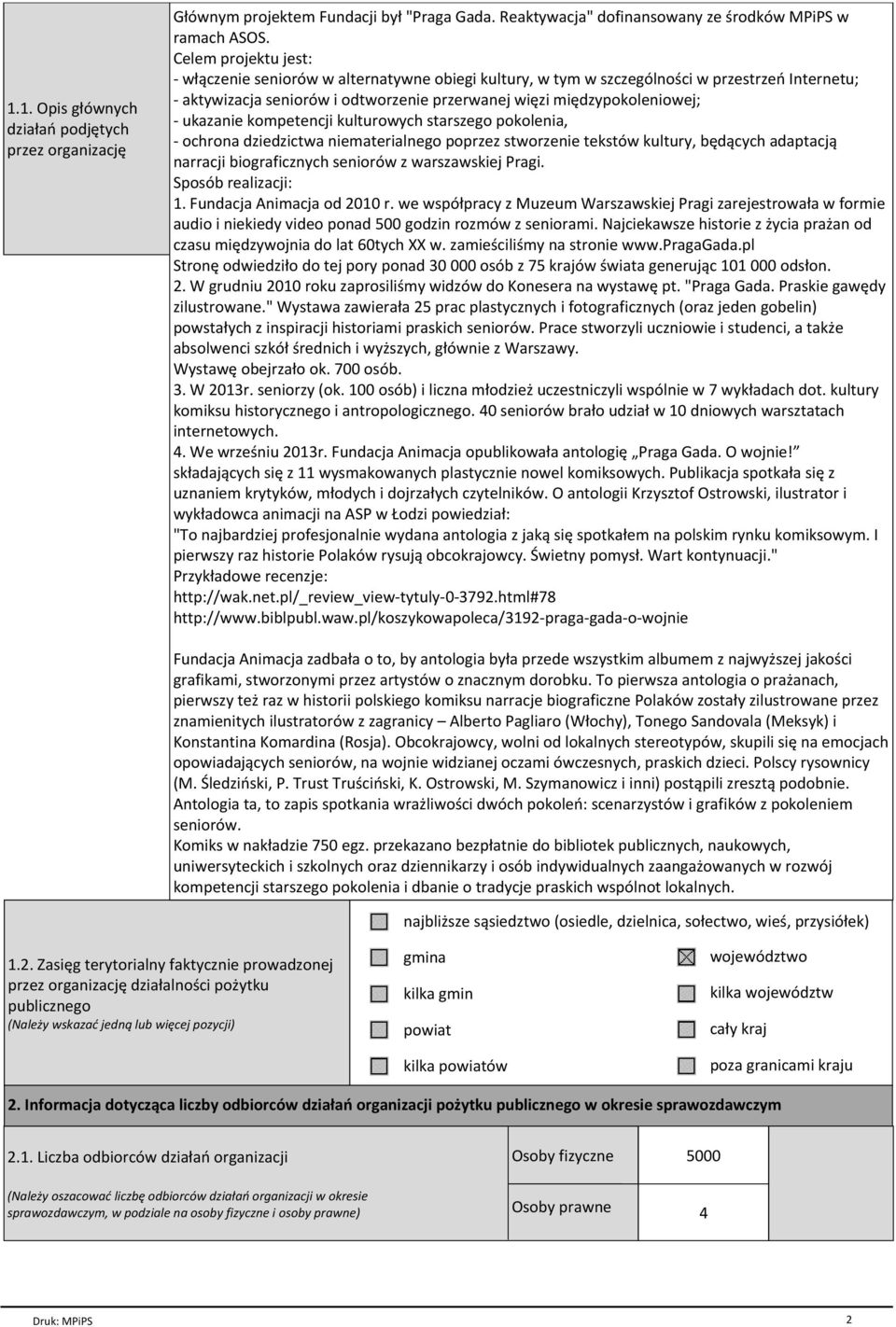 ukazanie kompetencji kulturowych starszego pokolenia, - ochrona dziedzictwa niematerialnego poprzez stworzenie tekstów kultury, będących adaptacją narracji biograficznych seniorów z warszawskiej