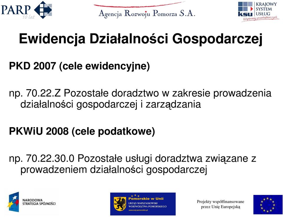 Z Pozostałe doradztwo w zakresie prowadzenia działalności