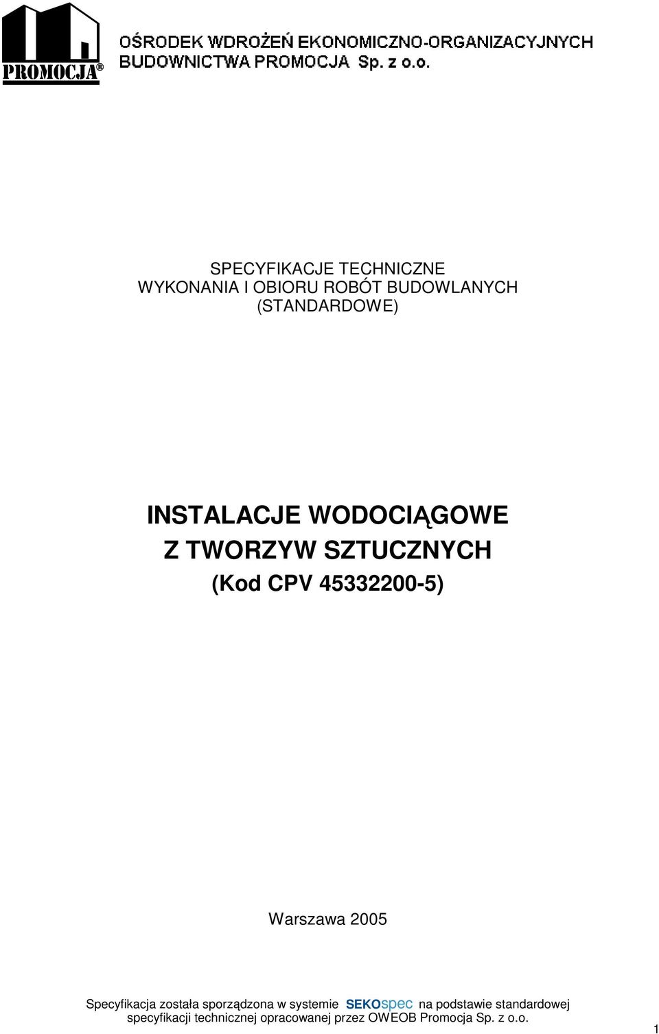 INSTALACJE WODOCIĄGOWE Z TWORZYW