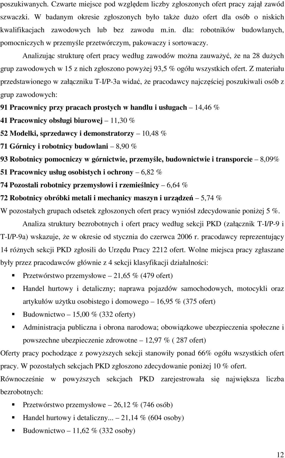 dla: robotników budowlanych, pomocniczych w przemyśle przetwórczym, pakowaczy i sortowaczy.