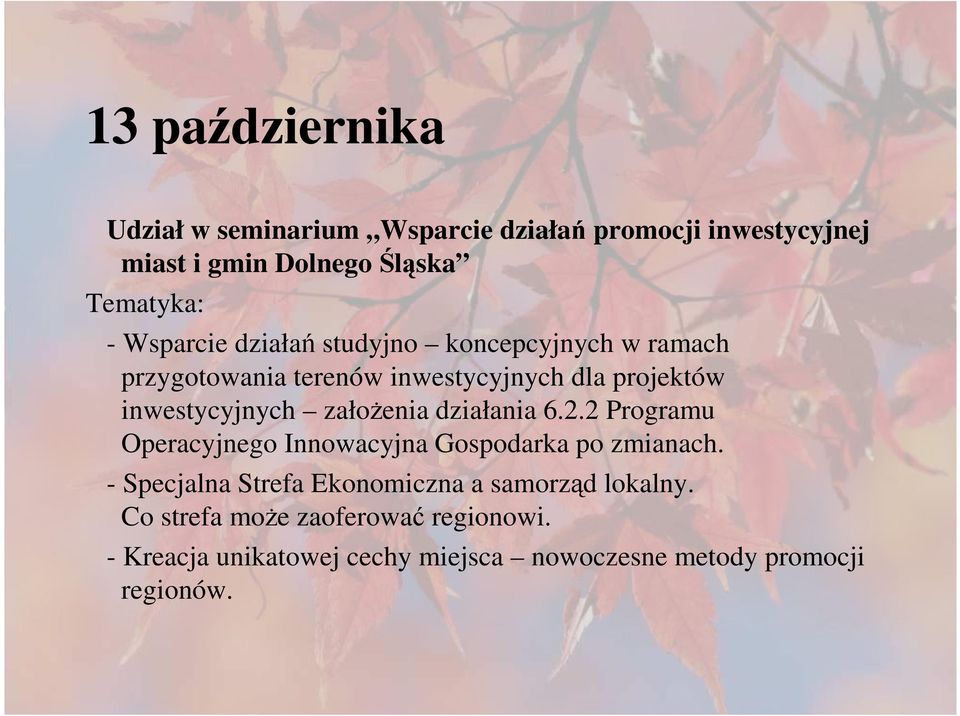 załoŝenia działania 6.2.2 Programu Operacyjnego Innowacyjna Gospodarka po zmianach.