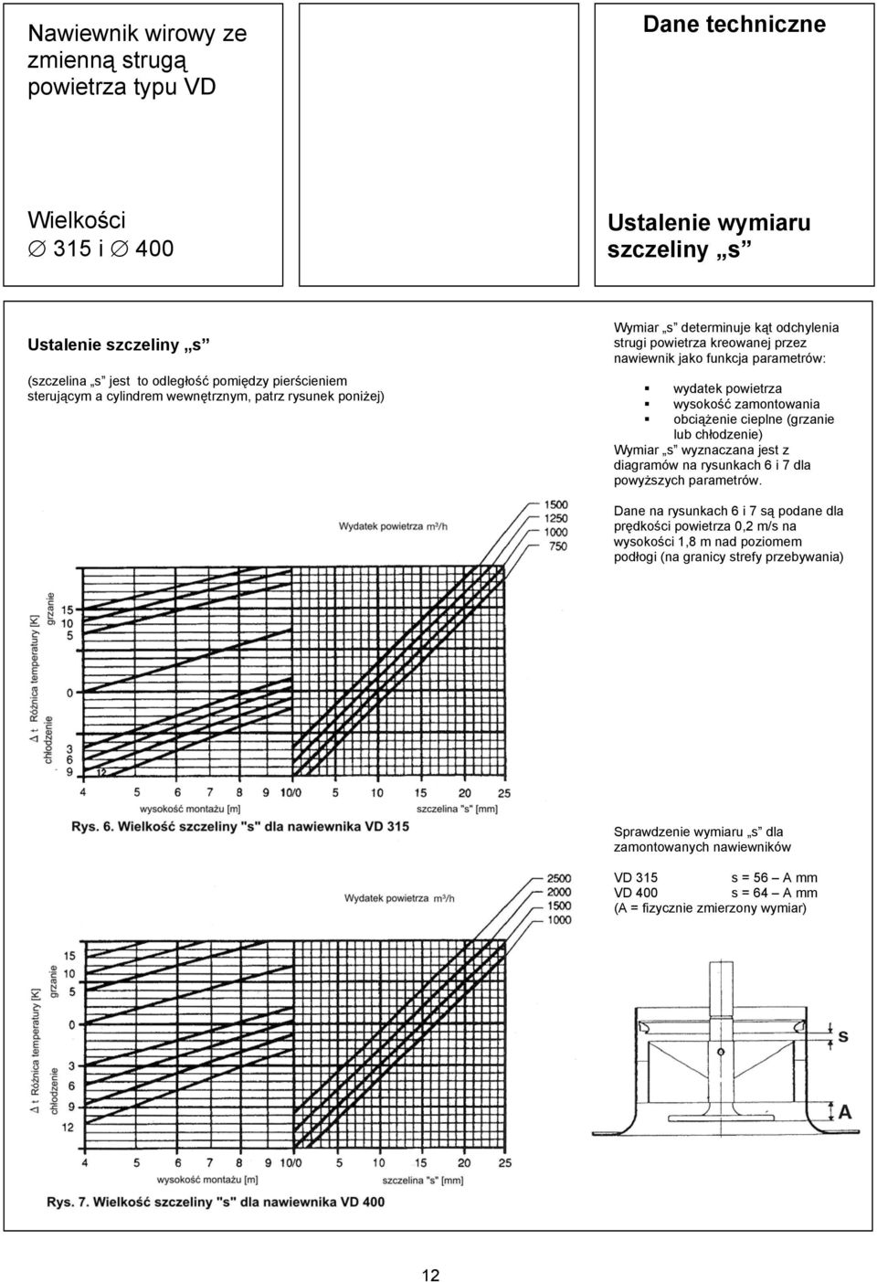 (grzanie lub chłodzenie) Wymiar s wyznaczana jest z diagramów na rysunkach 6 i 7 dla powyższych parametrów.