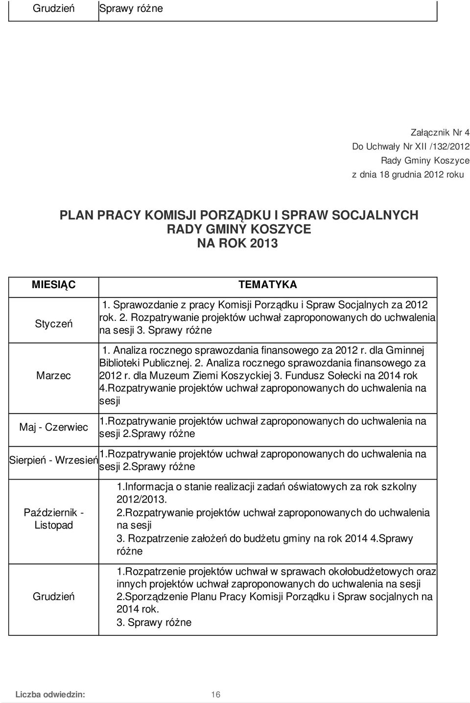 Informacja o stanie realizacji zadań oświatowych za rok szkolny 2012/2013. 2.Rozpatrywanie projektów uchwał zaproponowanych do uchwalenia na 3.