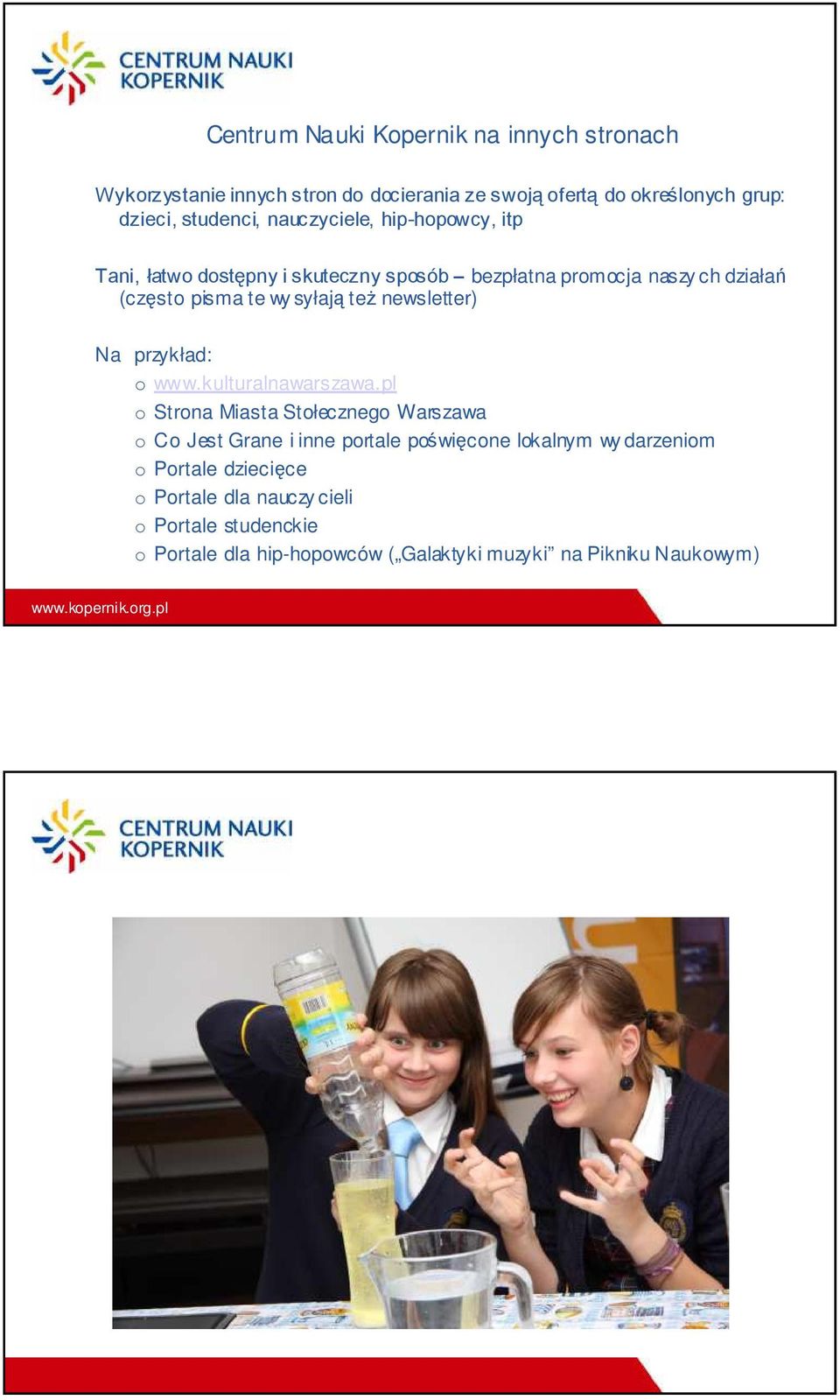 newsletter) Na przykład: o www.kulturalnawarszawa.