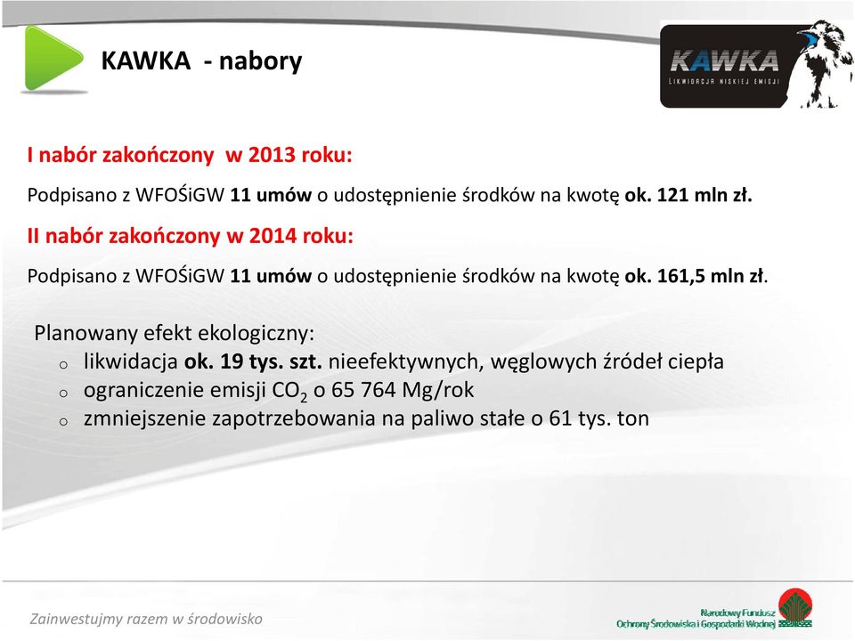 161,5 mln zł. Planowany efekt ekologiczny: o likwidacja ok. 19 tys. szt.