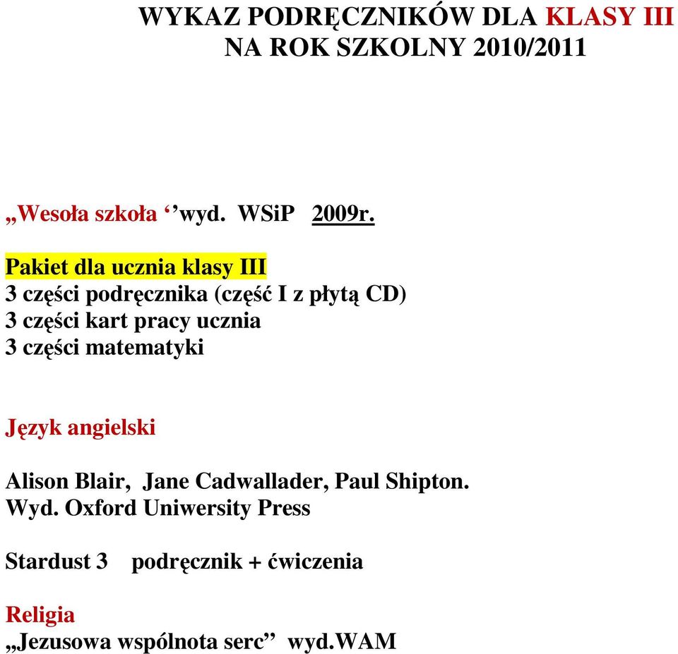 kart pracy ucznia 3 części matematyki Alison Blair, Jane Cadwallader, Paul
